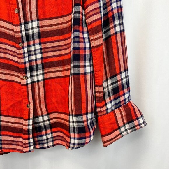 Merona Womens Multicolor Plaid Long Sleeve Collared Button Up Shirt Size XS - Picture 8 of 10